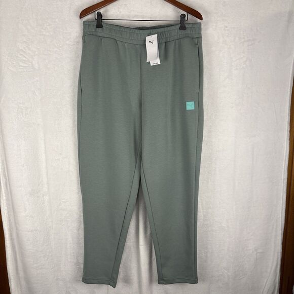 PUMA Essentials Logomania Pant CL Mens Green Casual Athletic Bottoms 68798330 XL - Picture 1 of 7